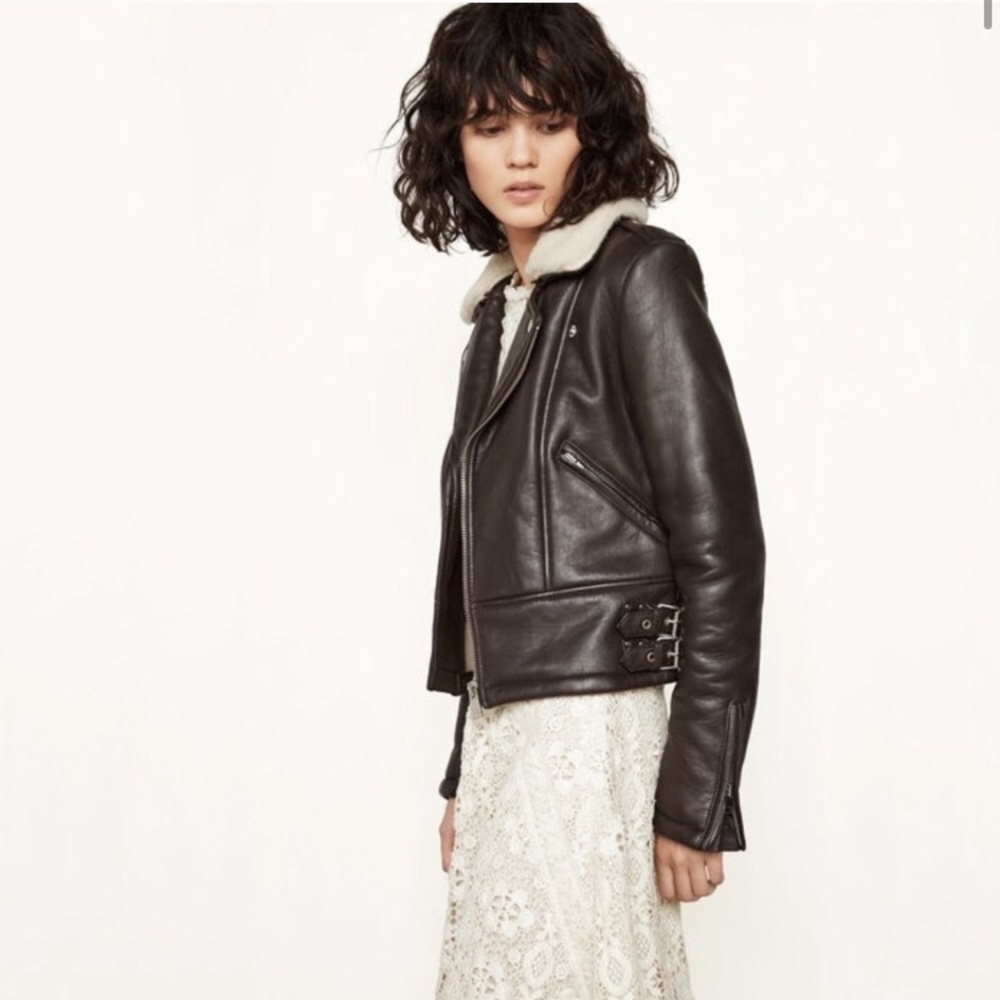 Maje Genuine Leather Jacket Basou